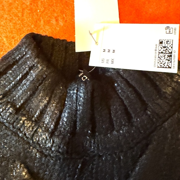 H&M black coated cable-knit chunky sweater made in Europe NWT - Picture 6 of 11